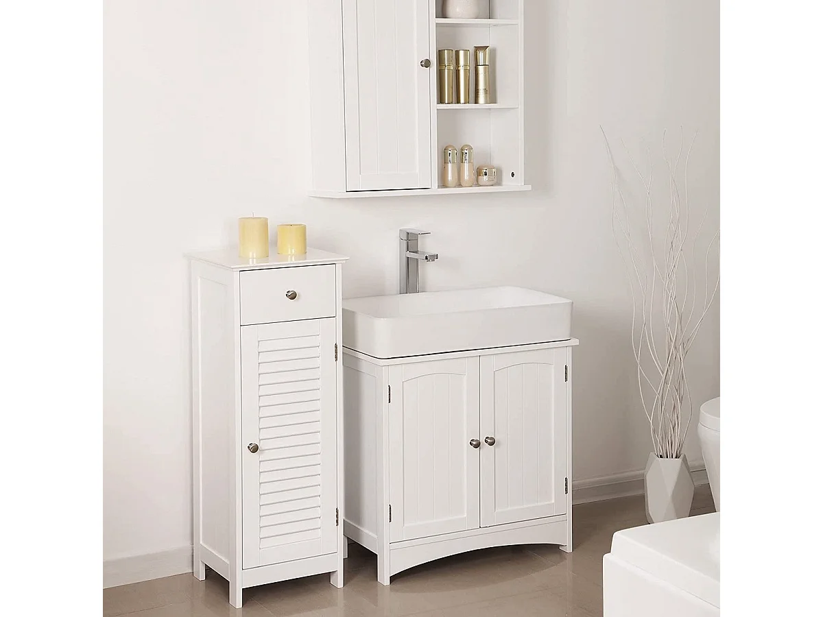 Parya Home meuble bas pour lavabo, meuble de salle de bain avec 2 portes