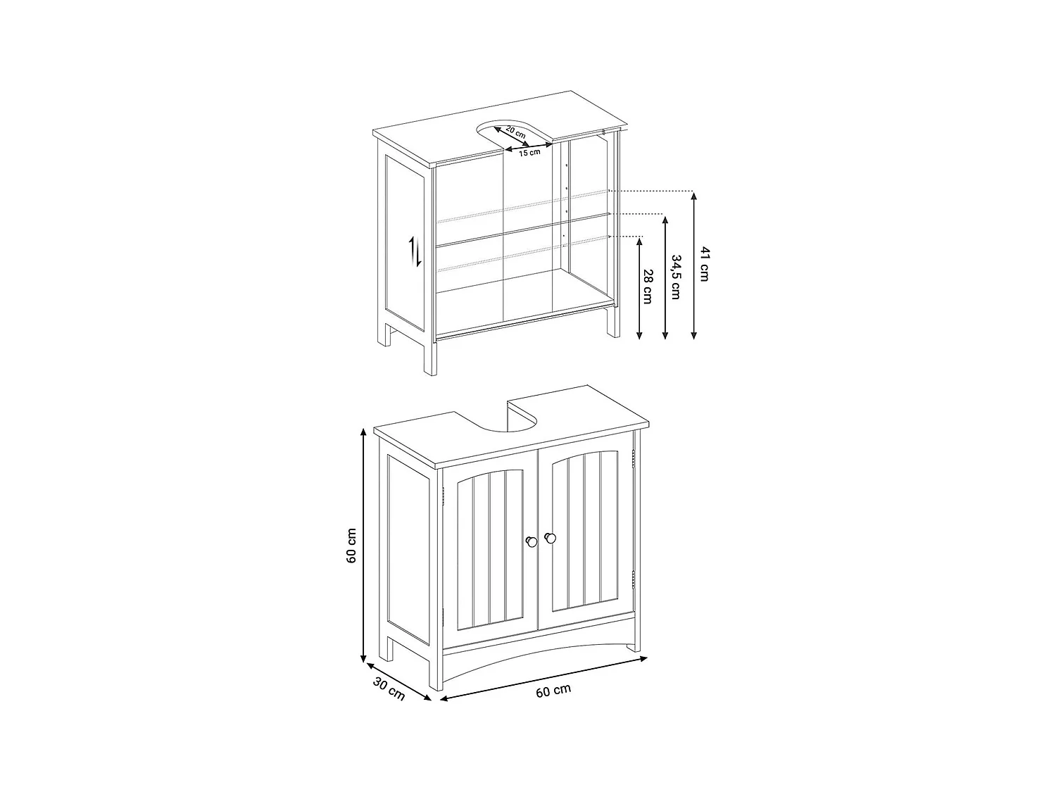 Parya Home wastafelonderkast, badkamerkast met 2 deuren