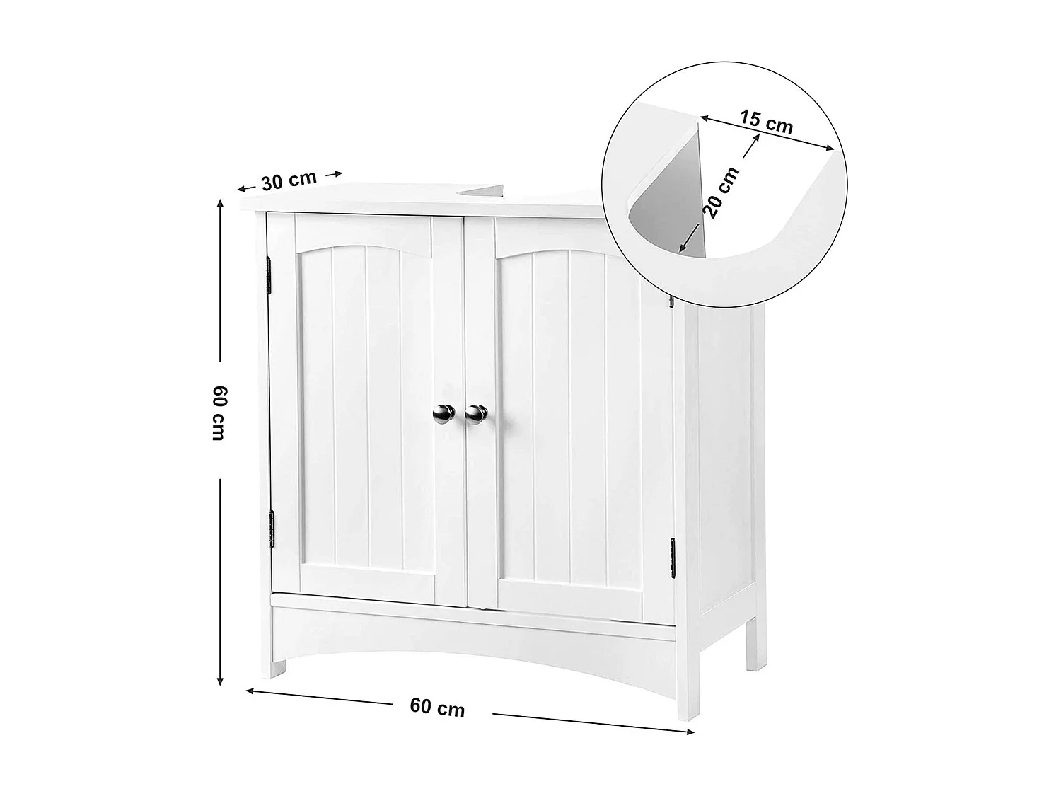 Parya Home meuble bas pour lavabo, meuble de salle de bain avec 2 portes