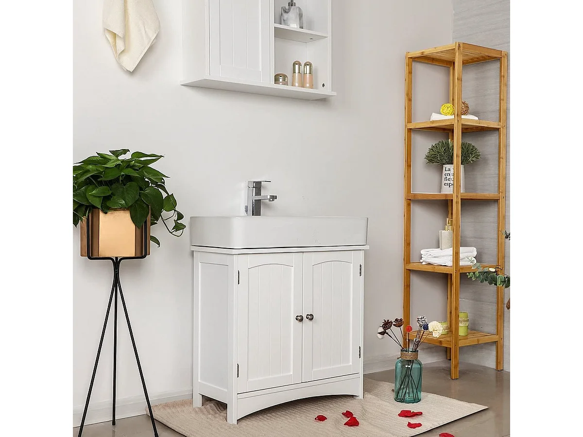 Parya Home meuble bas pour lavabo, meuble de salle de bain avec 2 portes