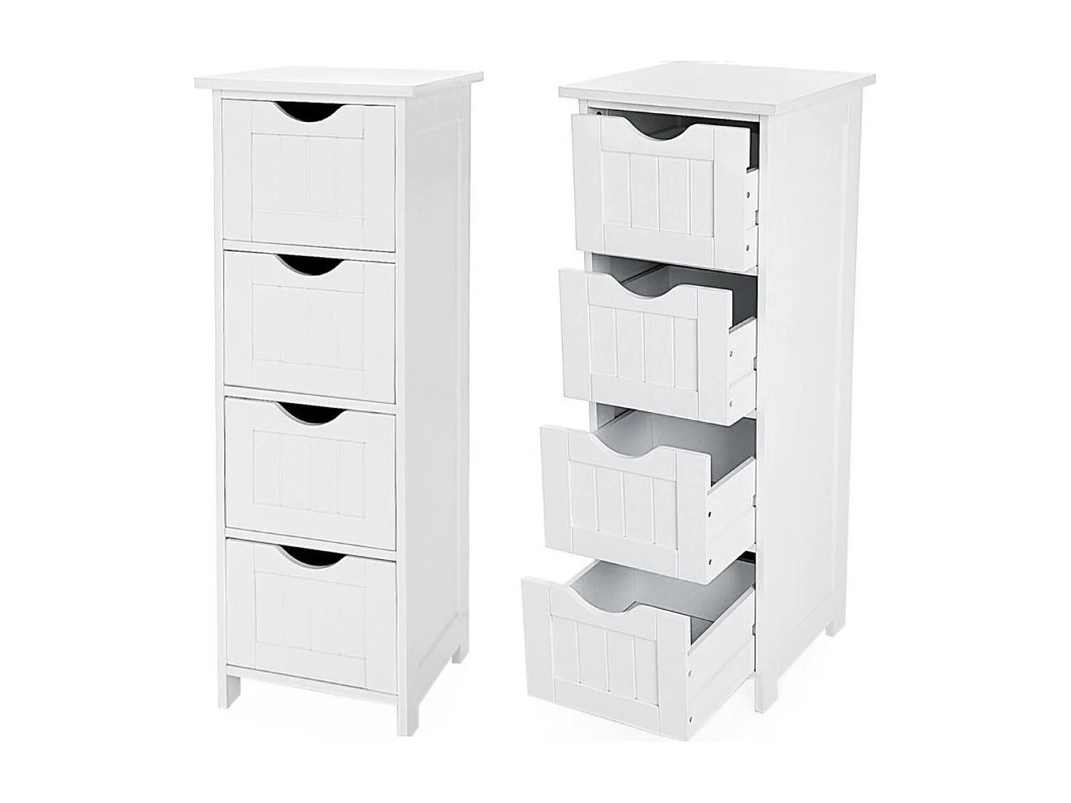 Parya Home Commode - Commode étroite - Meuble de salle de bain - avec 4 tiroirs - Bois - Blanc - 30 x 82 x 30 cm