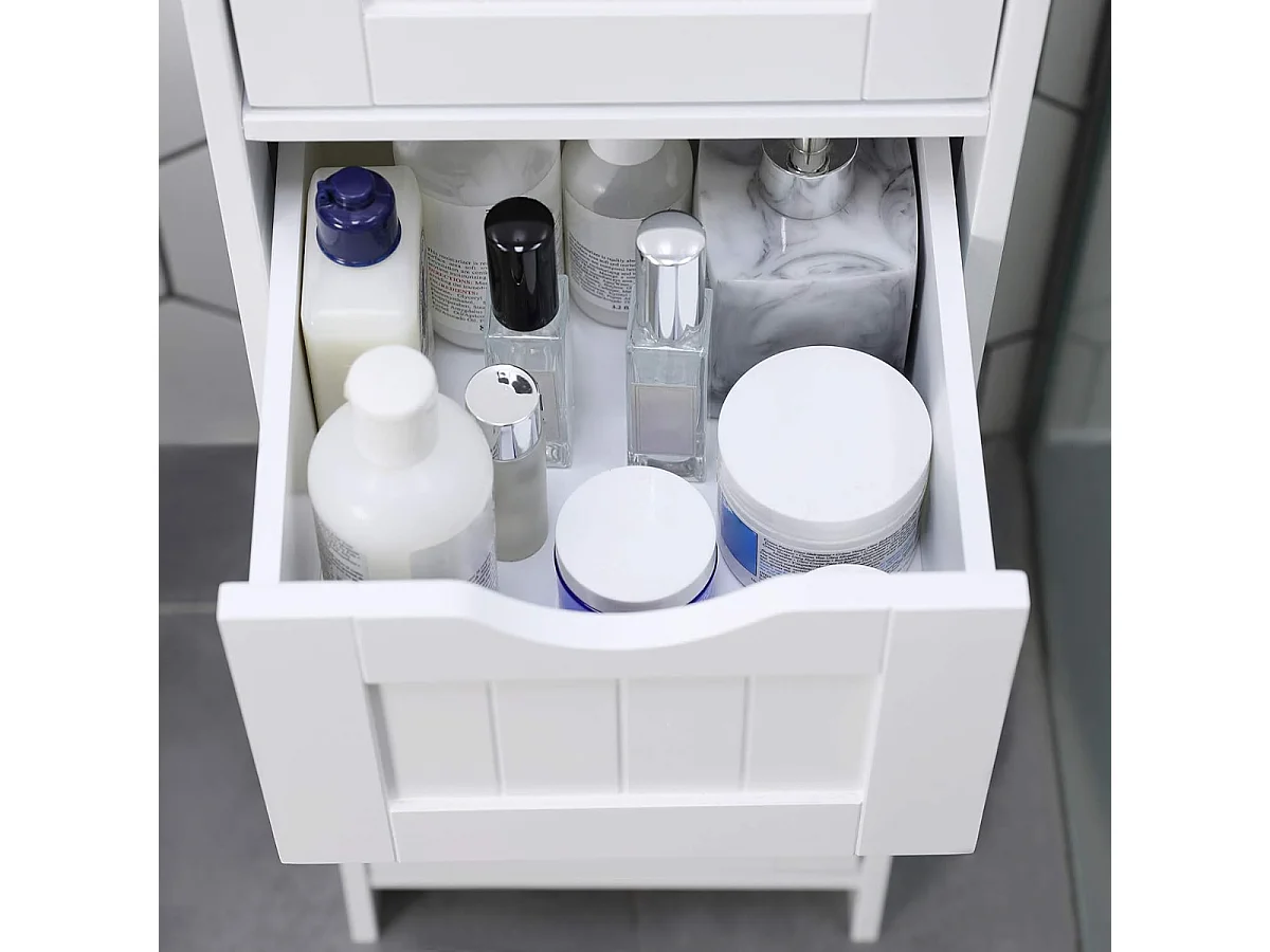 Parya Home Commode - Commode étroite - Meuble de salle de bain - avec 4 tiroirs - Bois - Blanc - 30 x 82 x 30 cm