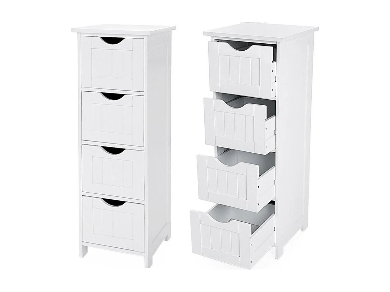 Parya Home Ladekast – Smalle Ladekast – Badkamermeubel – met 4 Lades – Hout – Wit – 30 x 82 x 30 cm