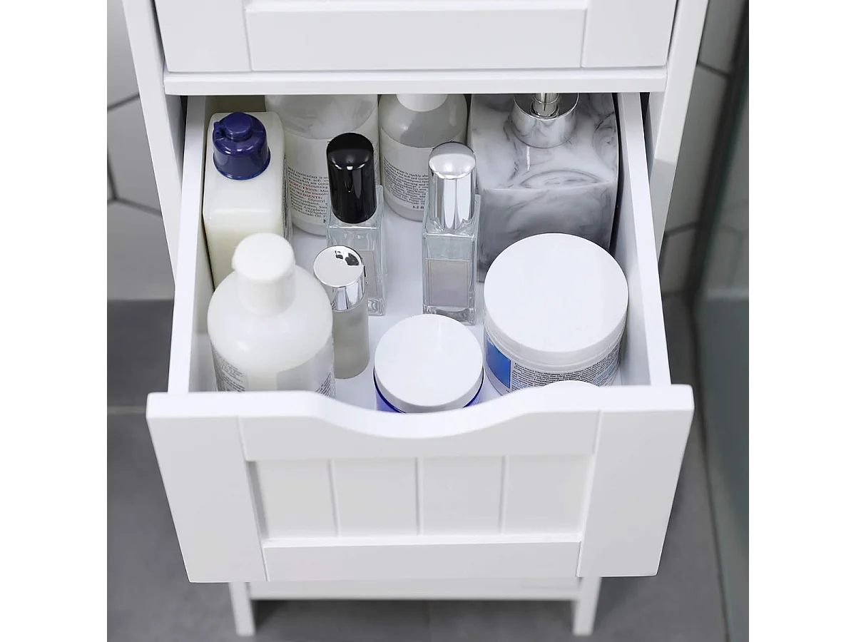 Parya Home Ladekast – Smalle Ladekast – Badkamermeubel – met 4 Lades – Hout – Wit – 30 x 82 x 30 cm