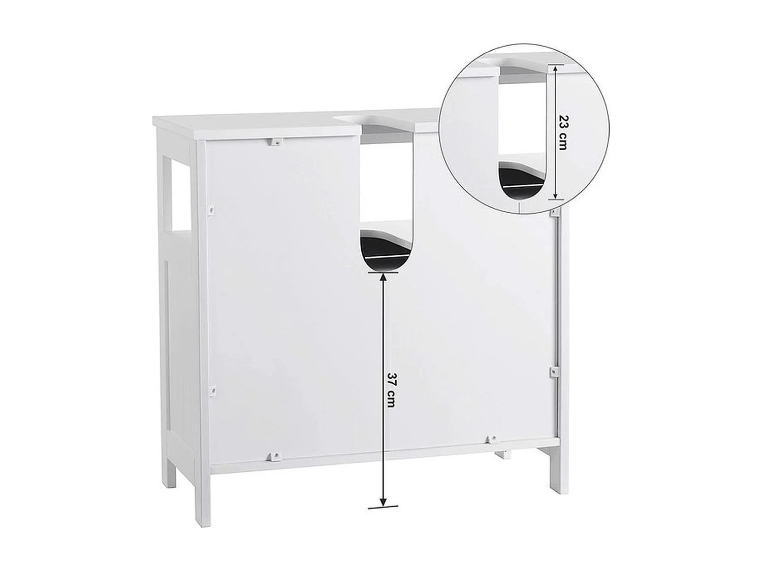 Meuble sous-lavabo, meuble sous-lavabo sans vasque, meuble de salle de bain avec portes à lamelles, 60 x 60 x 30 cm