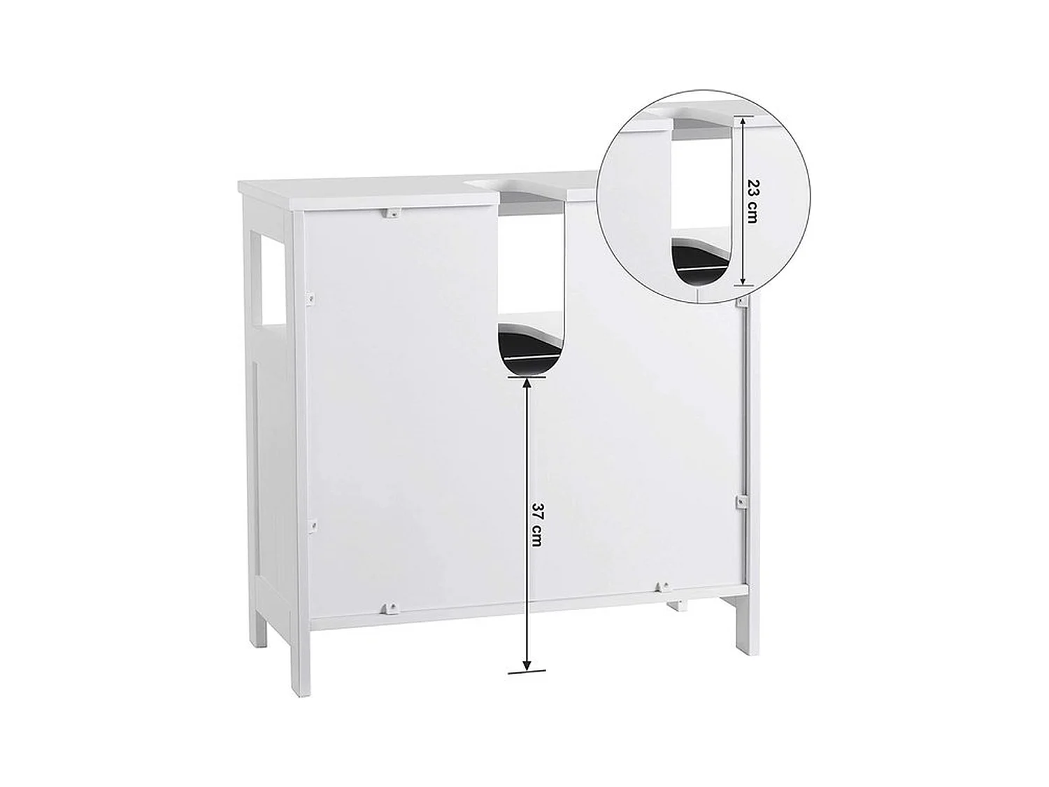 Wastafelonderkast, onderkast zonder wastafel, badkamerkast met lamellendeuren, 60 x 60 x 30 cm