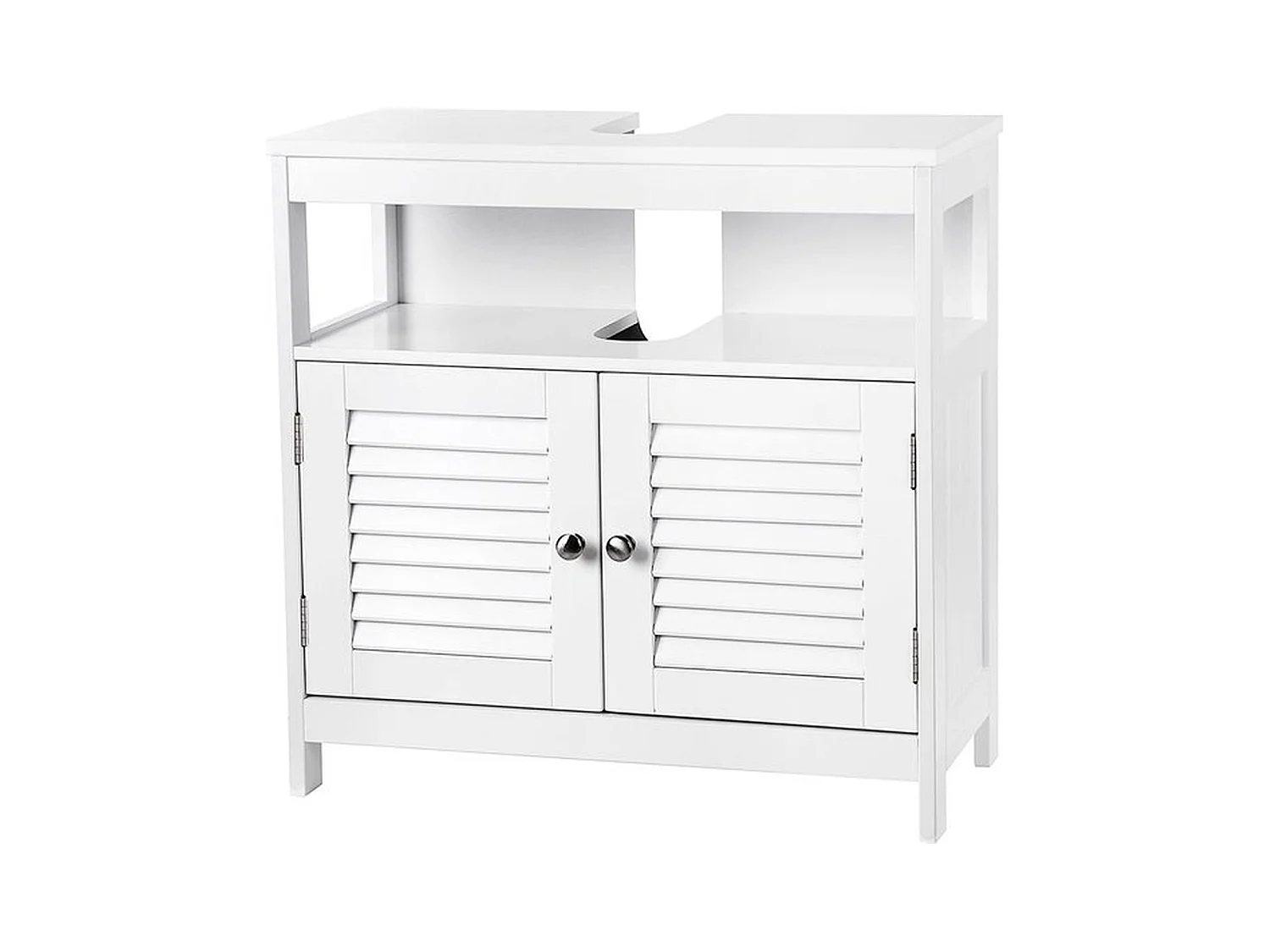 Wastafelonderkast, onderkast zonder wastafel, badkamerkast met lamellendeuren, 60 x 60 x 30 cm