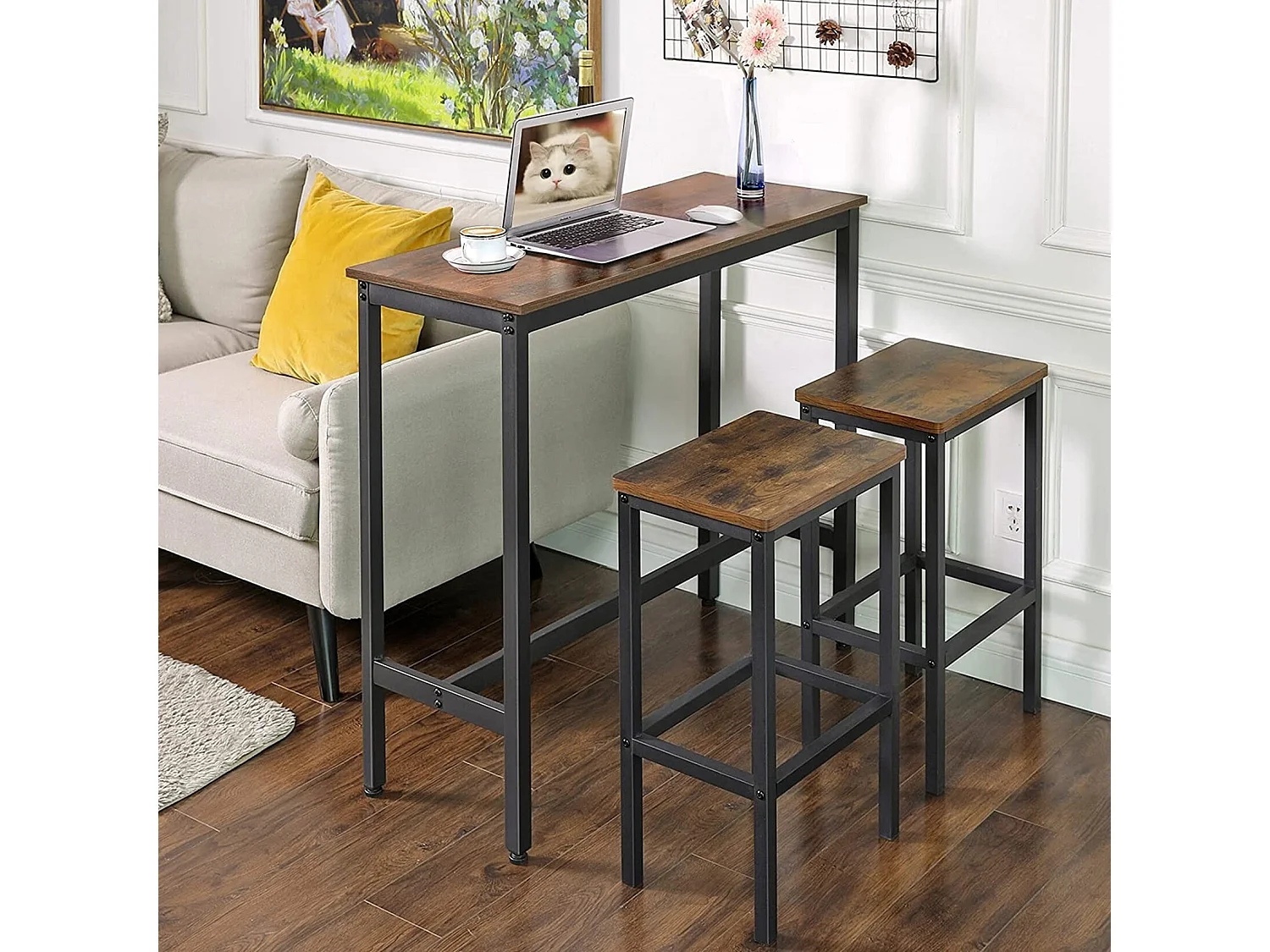 Bobbel Home - Bartafel - 100x40x90 cm - Vintage - Bruin