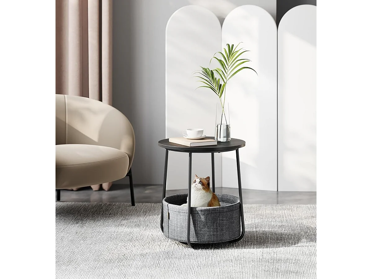 Parya Home Ronde salontafel, bijzettafel met stoffen mand