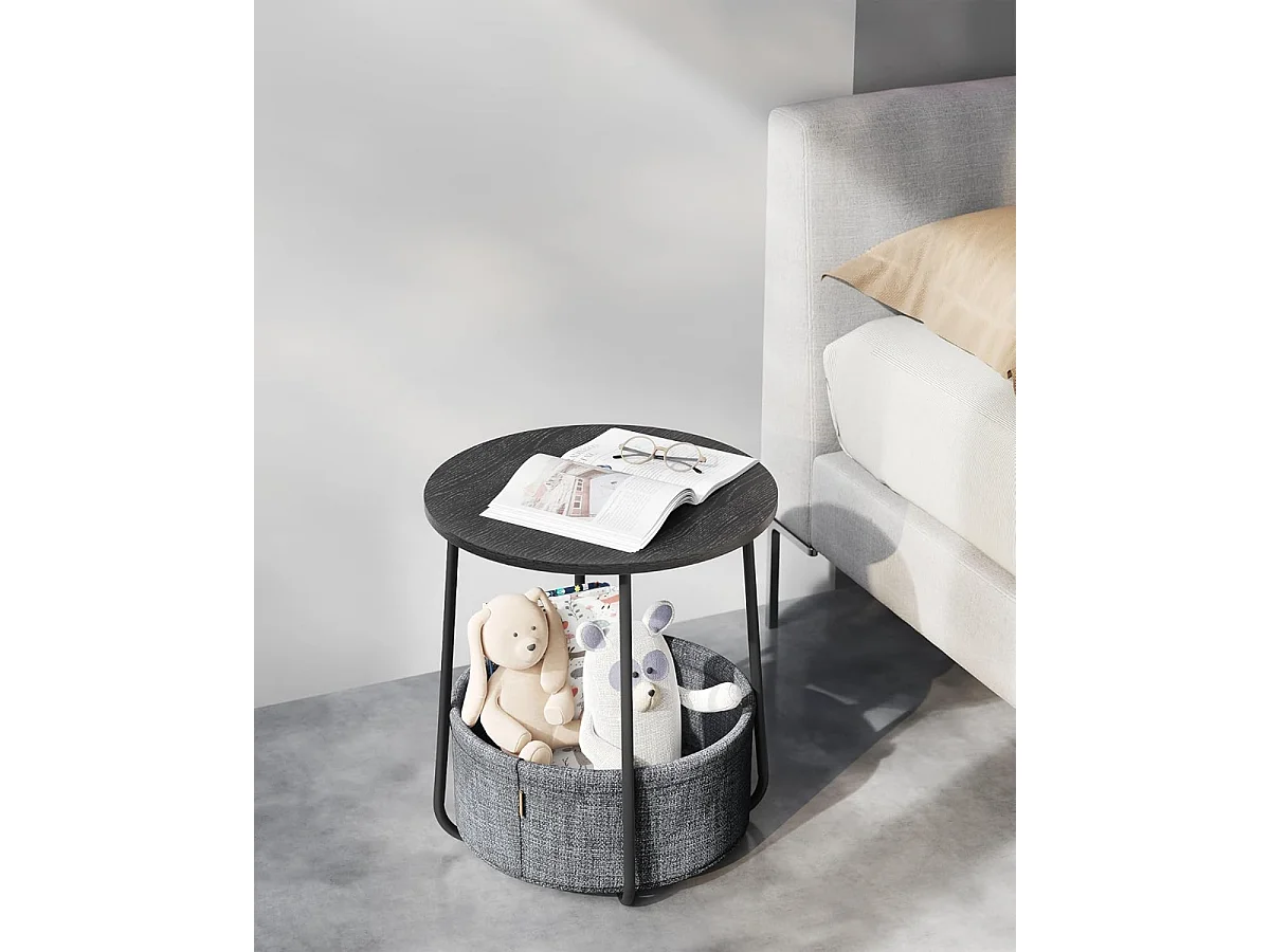 Parya Home Ronde salontafel, bijzettafel met stoffen mand