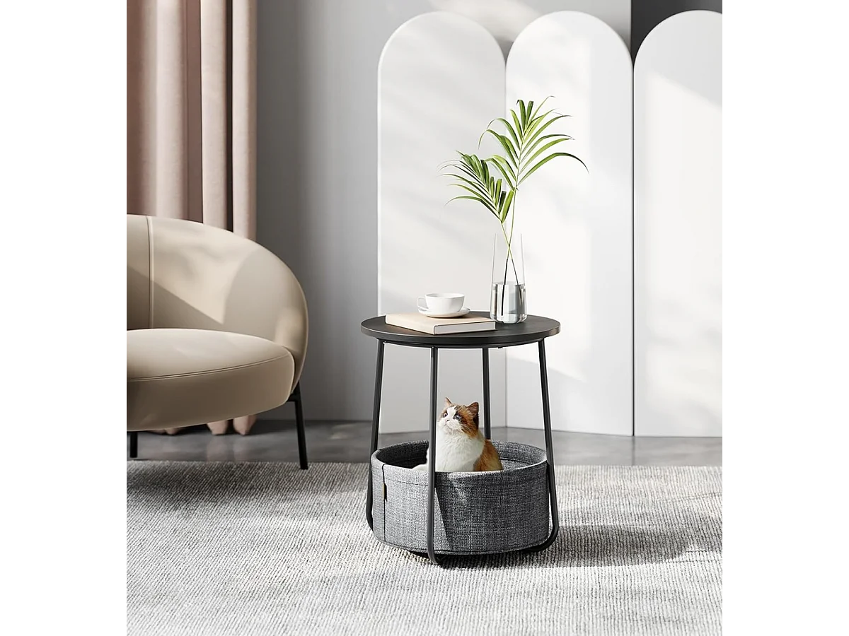 Parya Home Ronde salontafel, bijzettafel met stoffen mand