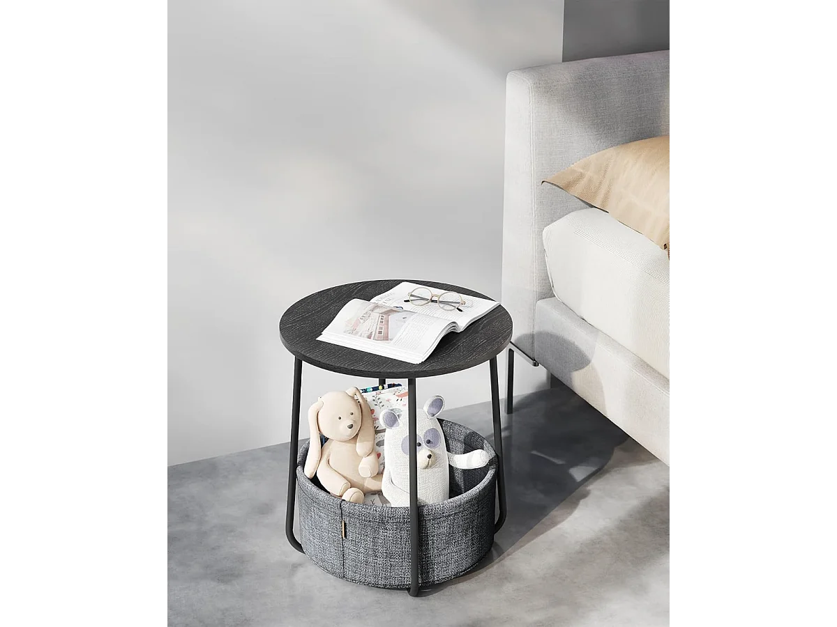 Parya Home Ronde salontafel, bijzettafel met stoffen mand