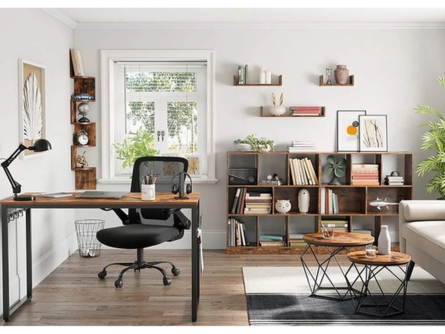 Parya home table basse,table d'appoint,Tables basses, set de 2 tables d'appoint, vintage marron-noir