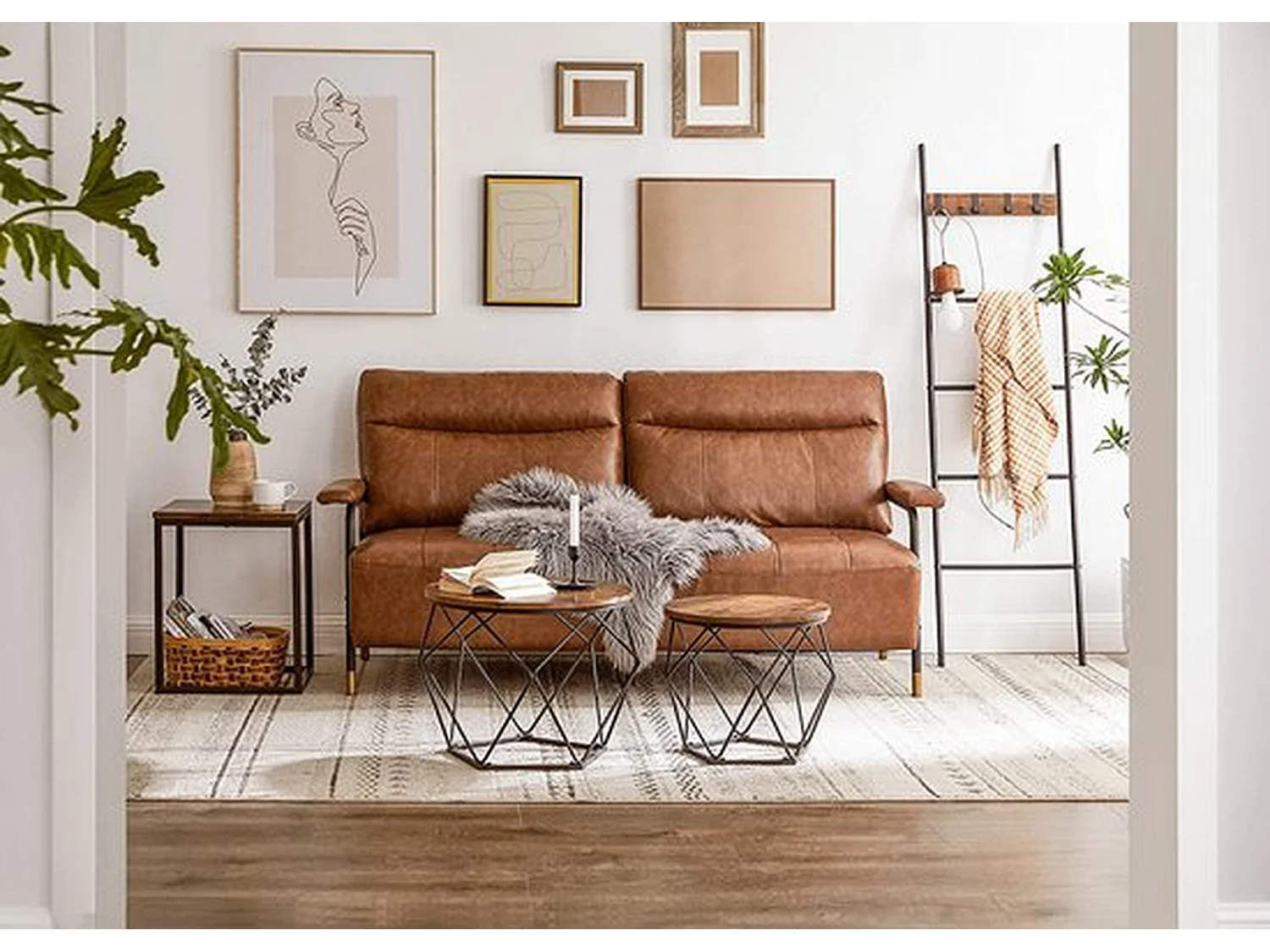 Parya home table basse,table d'appoint,Tables basses, set de 2 tables d'appoint, vintage marron-noir