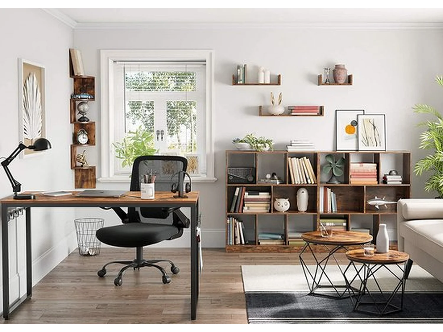 Parya home salontafel ,bijzettafel,Salontafels, set van 2 bijzettafels,  vintage bruin-zwart