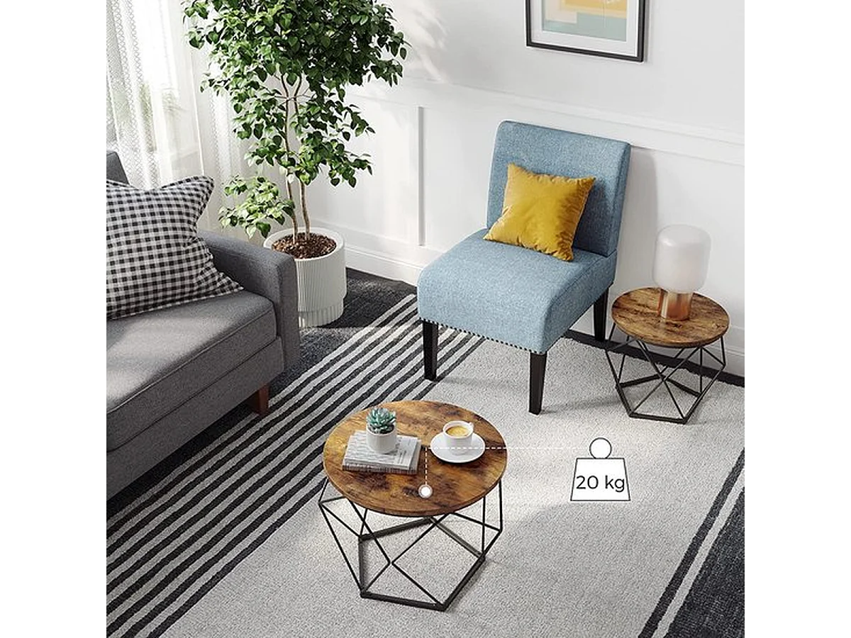 Parya home salontafel ,bijzettafel,Salontafels, set van 2 bijzettafels,  vintage bruin-zwart