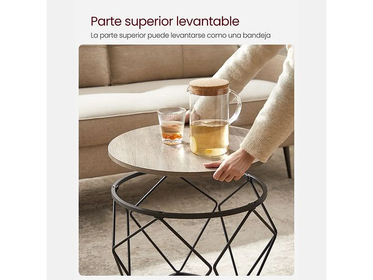 Parya Home Bijzettafel, set van 2, salontafels, banktafel met mandfunctie, grijs-zwart