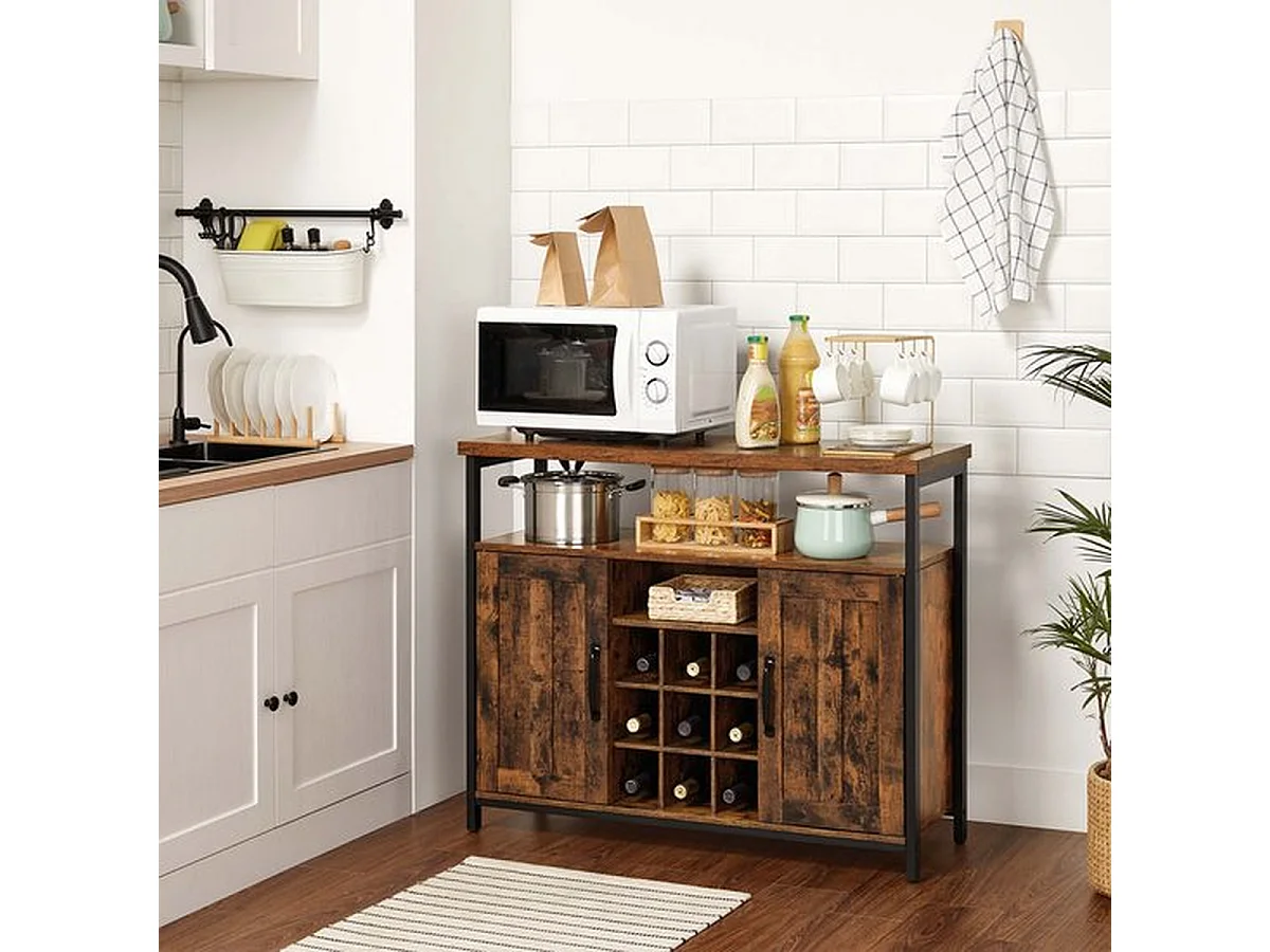 Parya home dressoir, keukenkast, wijnkast, bruinzwart