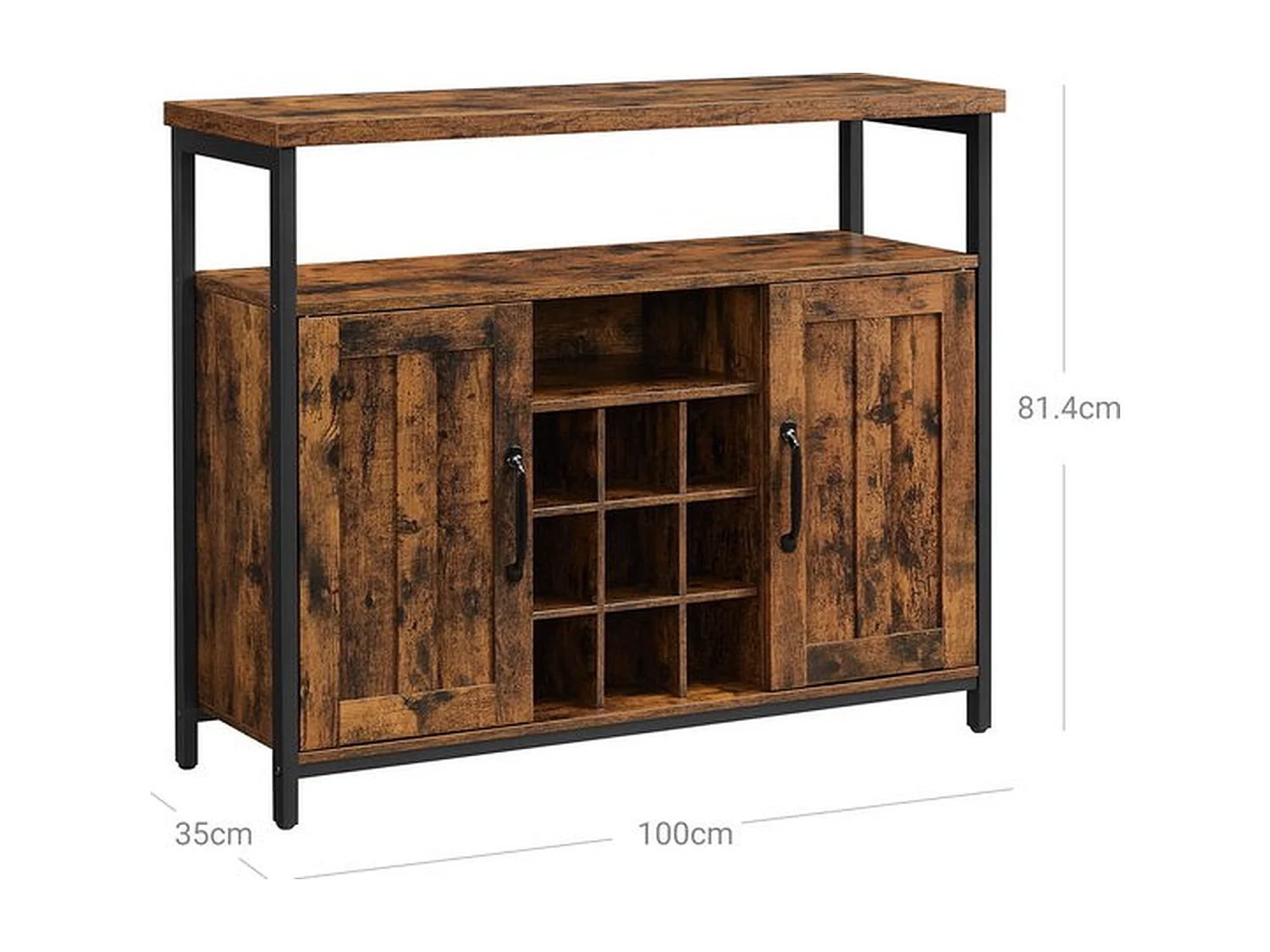 Parya home dressoir, keukenkast, wijnkast, bruinzwart