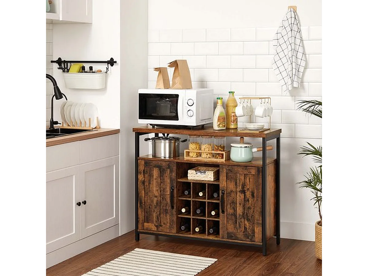 Parya home dressoir, keukenkast, wijnkast, bruinzwart