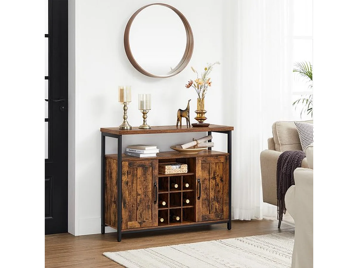 Parya home dressoir, keukenkast, wijnkast, bruinzwart