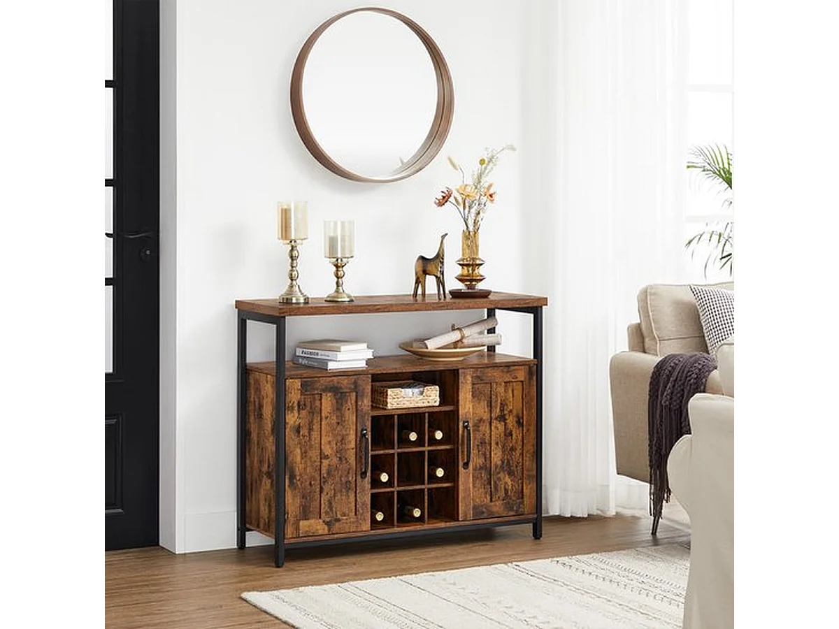 Parya home sideboard, armoire de cuisine, armoire à vin, brun-noir