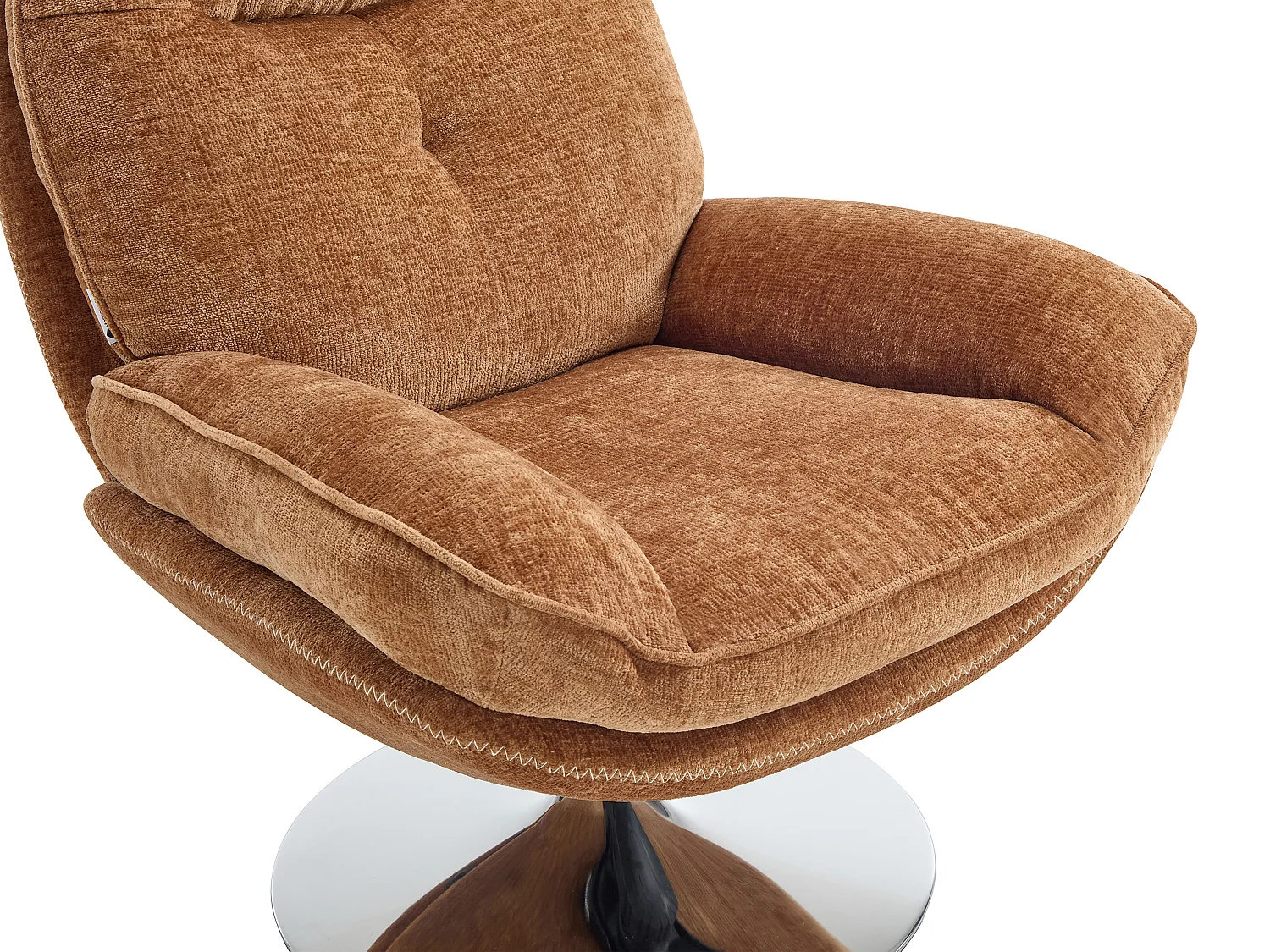 Fauteuil pivotant en tissu texturé jaune moutarde ILMACA