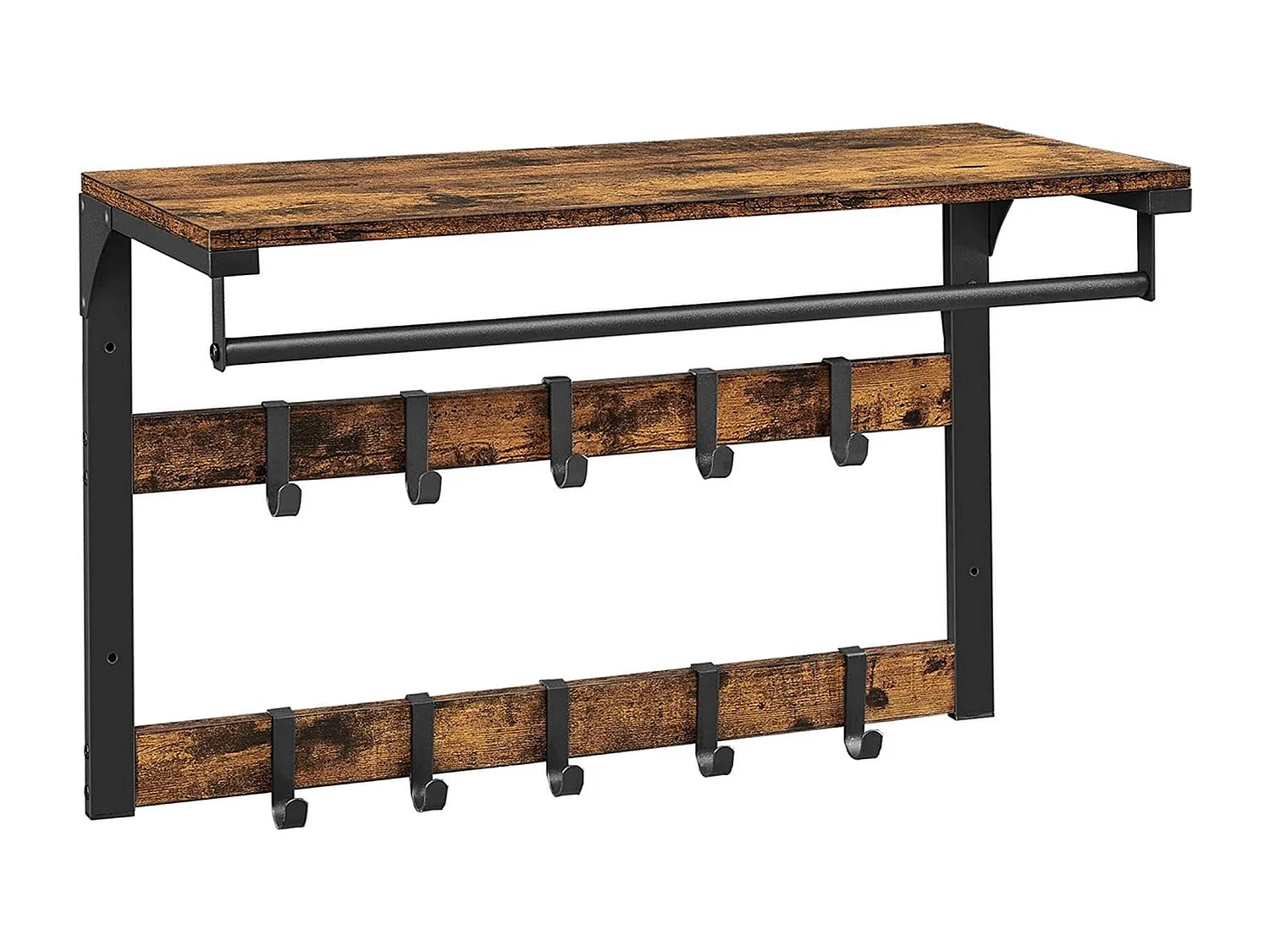 Parya Home wandkapstok, wandplank met 10 afneembare haken