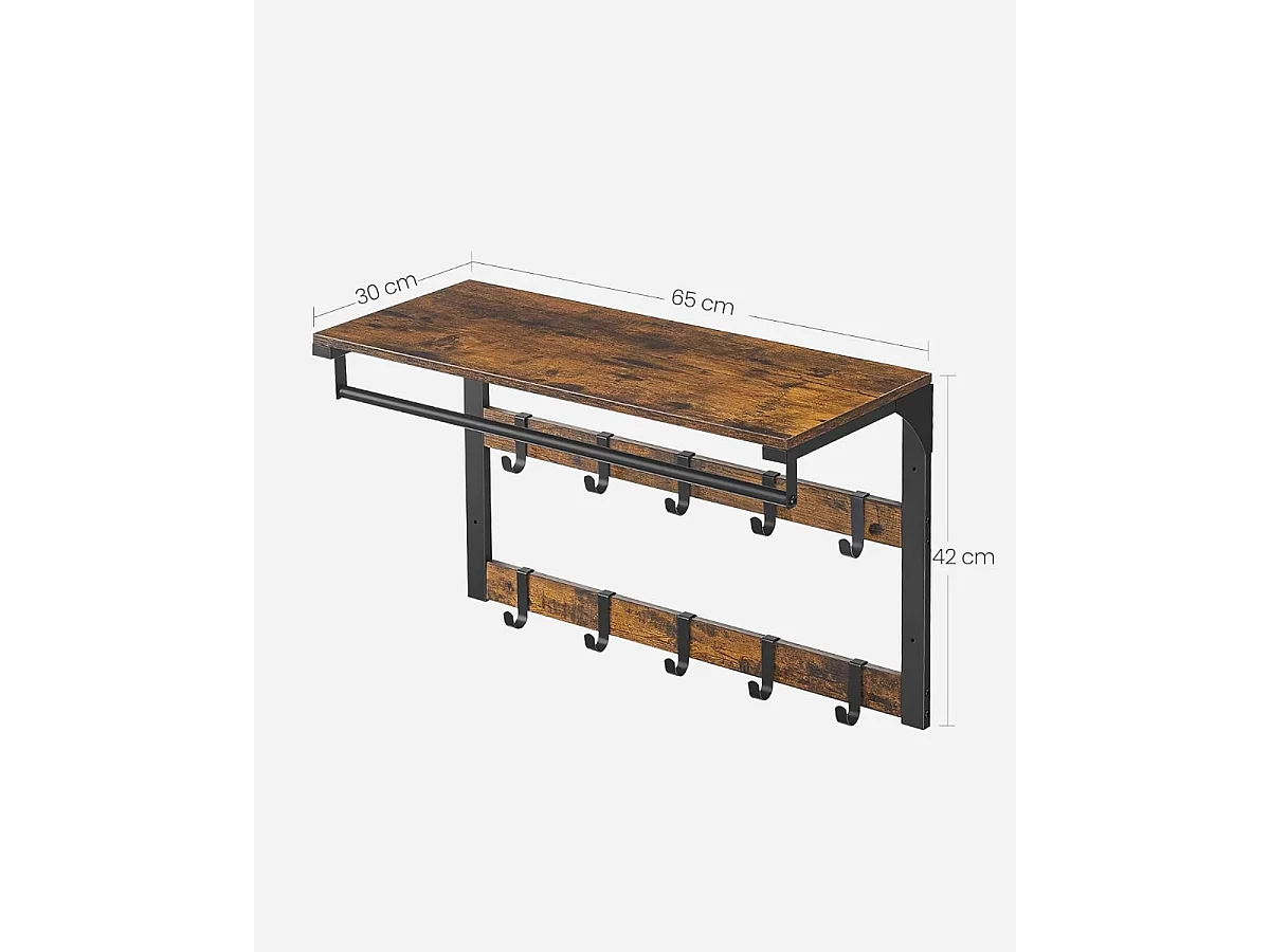 Parya Home wandkapstok, wandplank met 10 afneembare haken