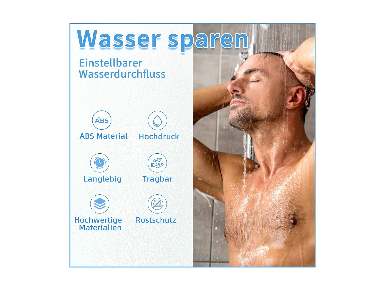 NETTLIFE Handbrause, rund, wassersparend, mit 3 Sprühdüsen, Schwarz