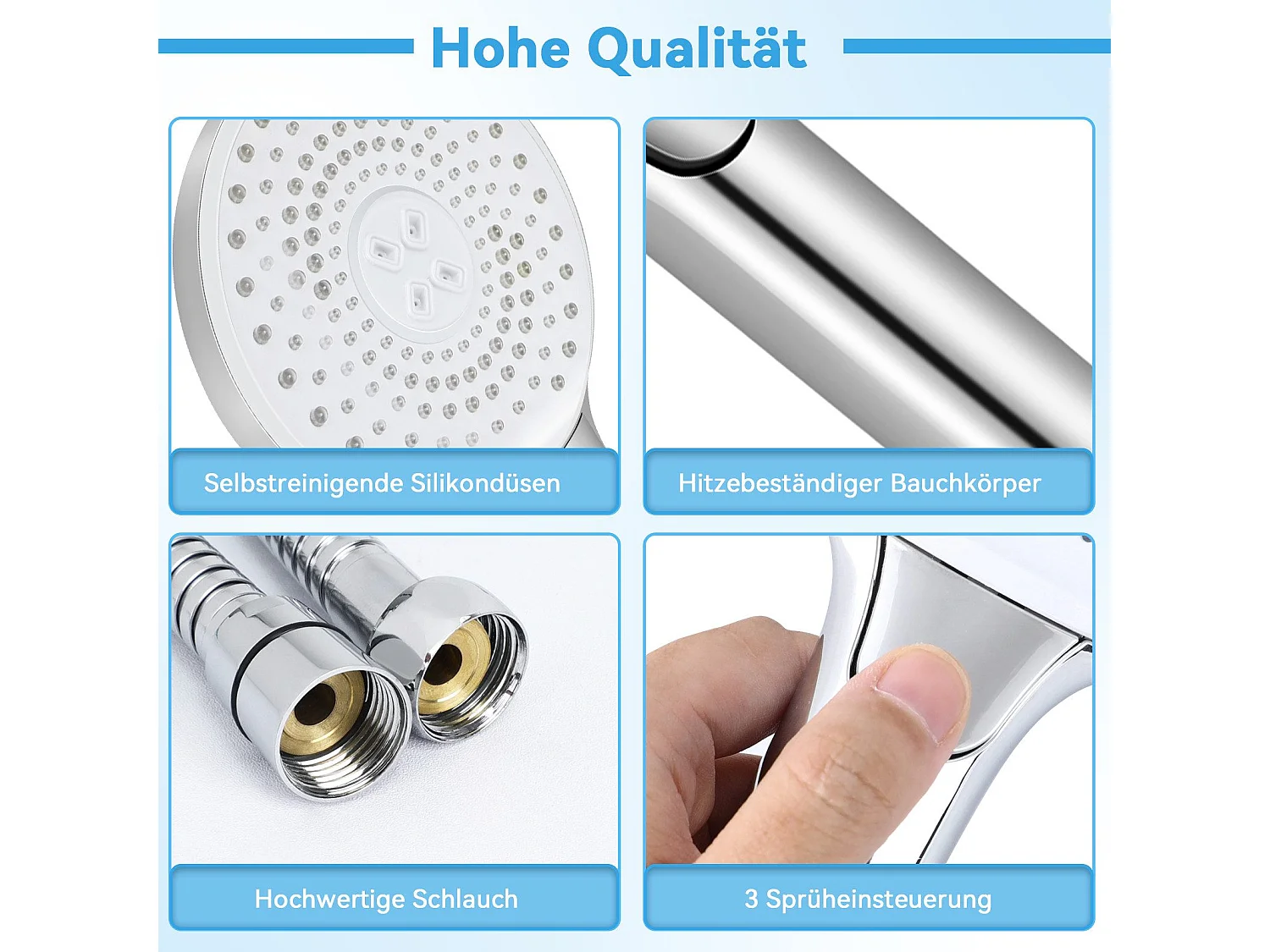 NETTLIFE Douchette à main ronde en nickel à économie d'eau avec 3 jets
