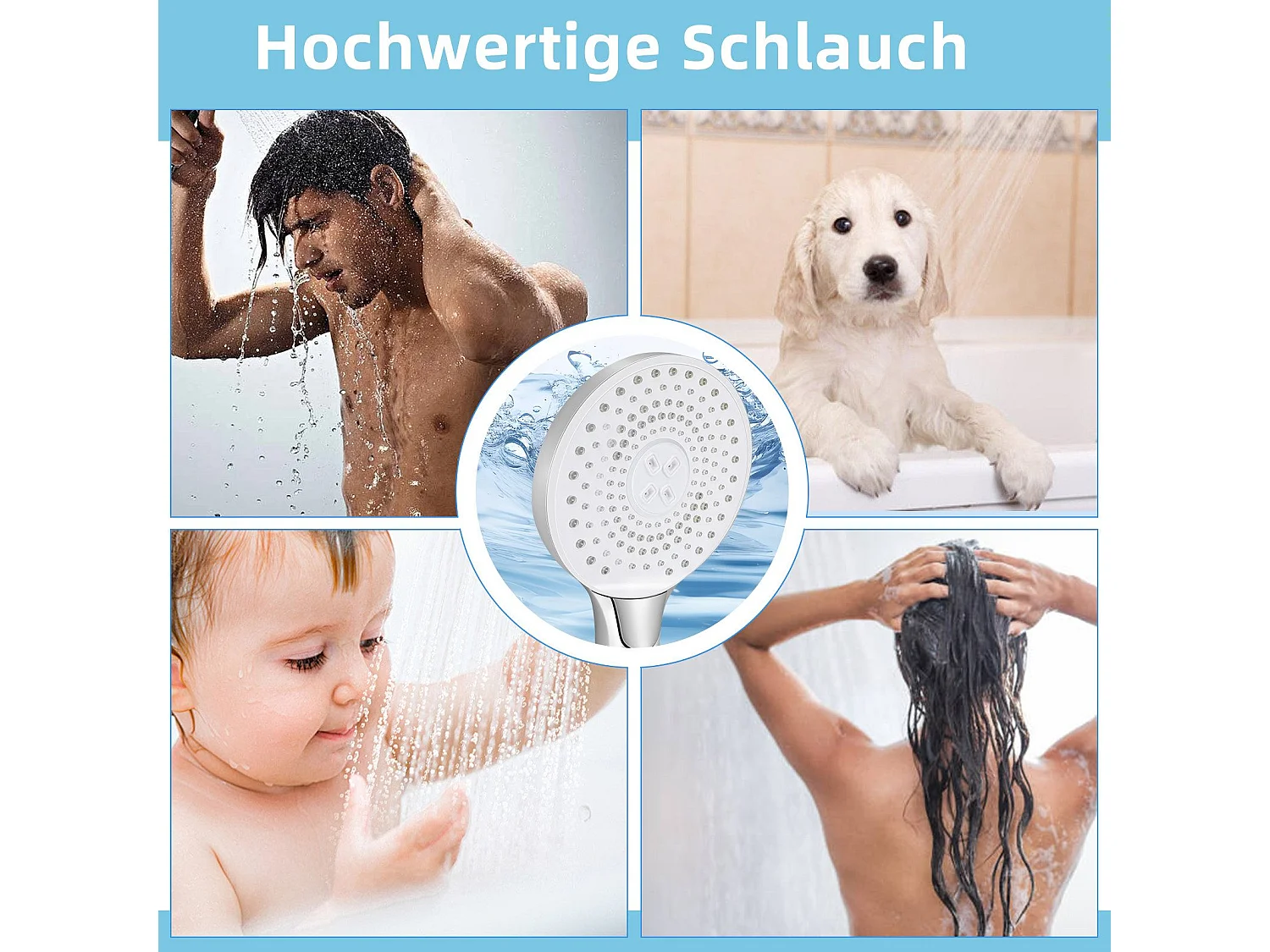 NETTLIFE Douchette à main ronde en nickel à économie d'eau avec 3 jets