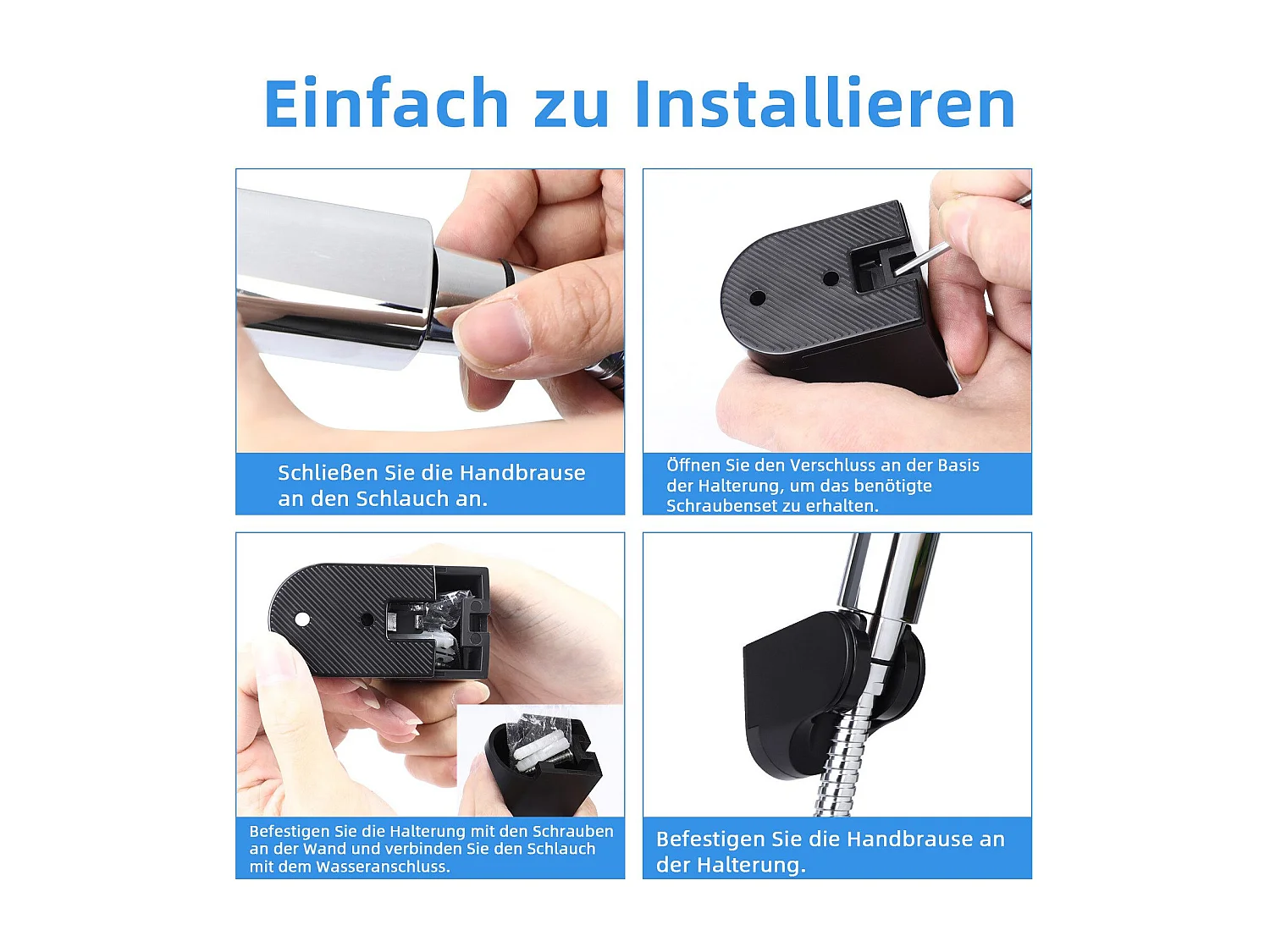 NETTLIFE Douchette à main ronde en nickel à économie d'eau avec 3 jets