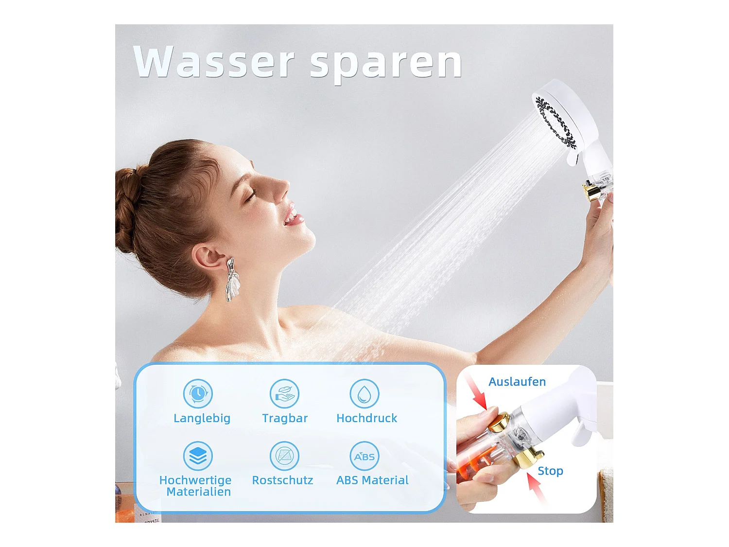 NETTLIFE Ronde waterbesparende handdouche met 5 jets wit