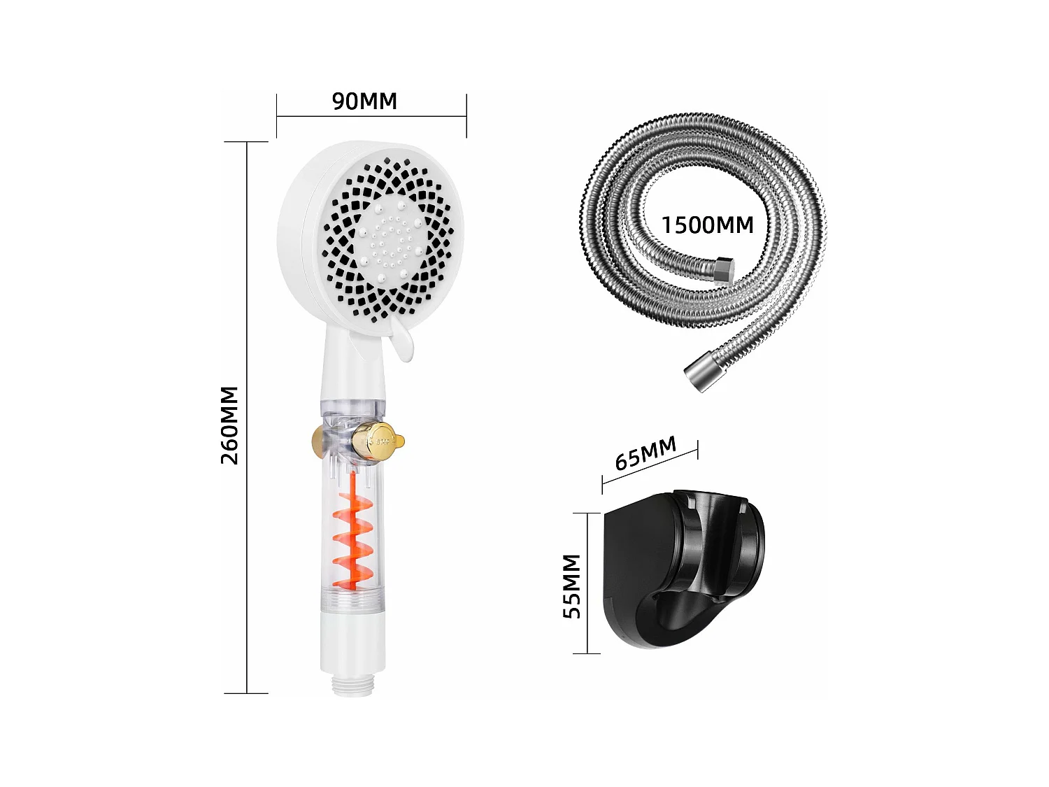NETTLIFE Ronde waterbesparende handdouche met 5 jets wit