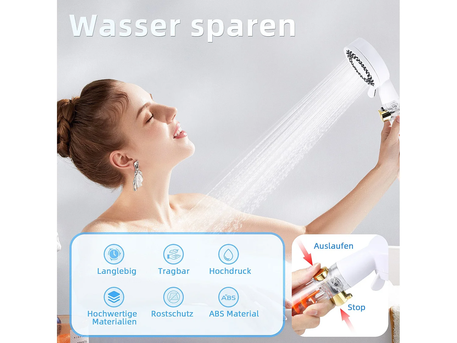 NETTLIFE Ronde waterbesparende handdouche met 5 jets wit