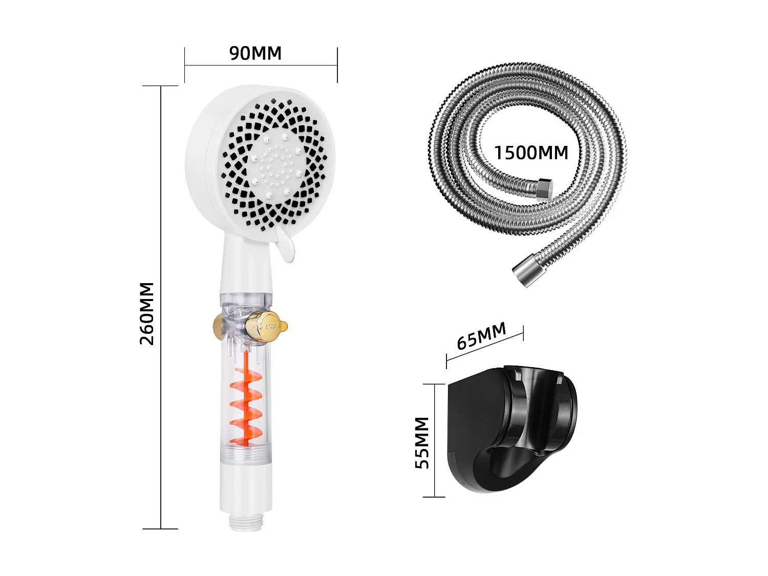NETTLIFE Douchette à main ronde à économie d'eau avec 5 jets Blanc