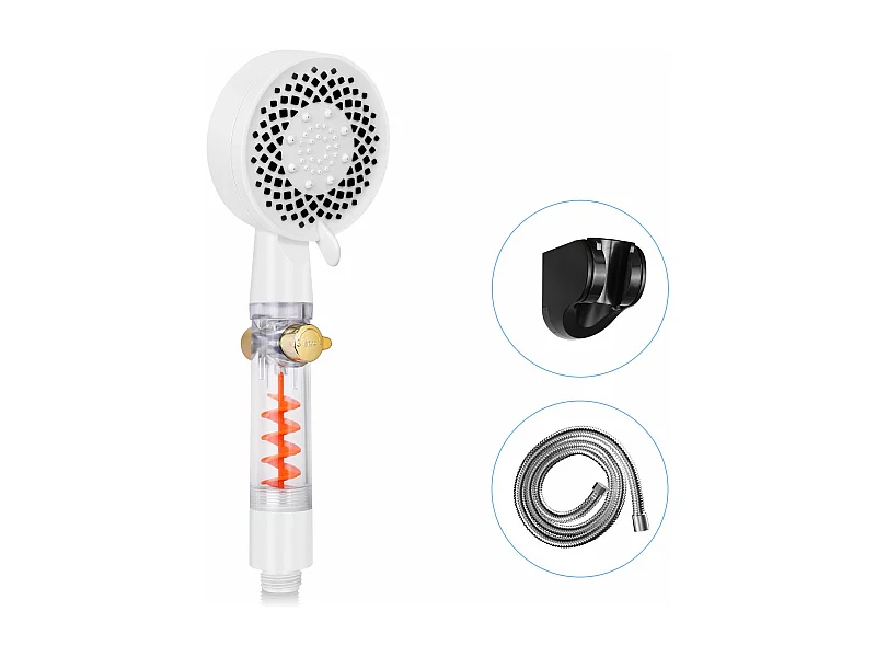 NETTLIFE Runde, wassersparende Handbrause mit 5 Düsen, Weiß