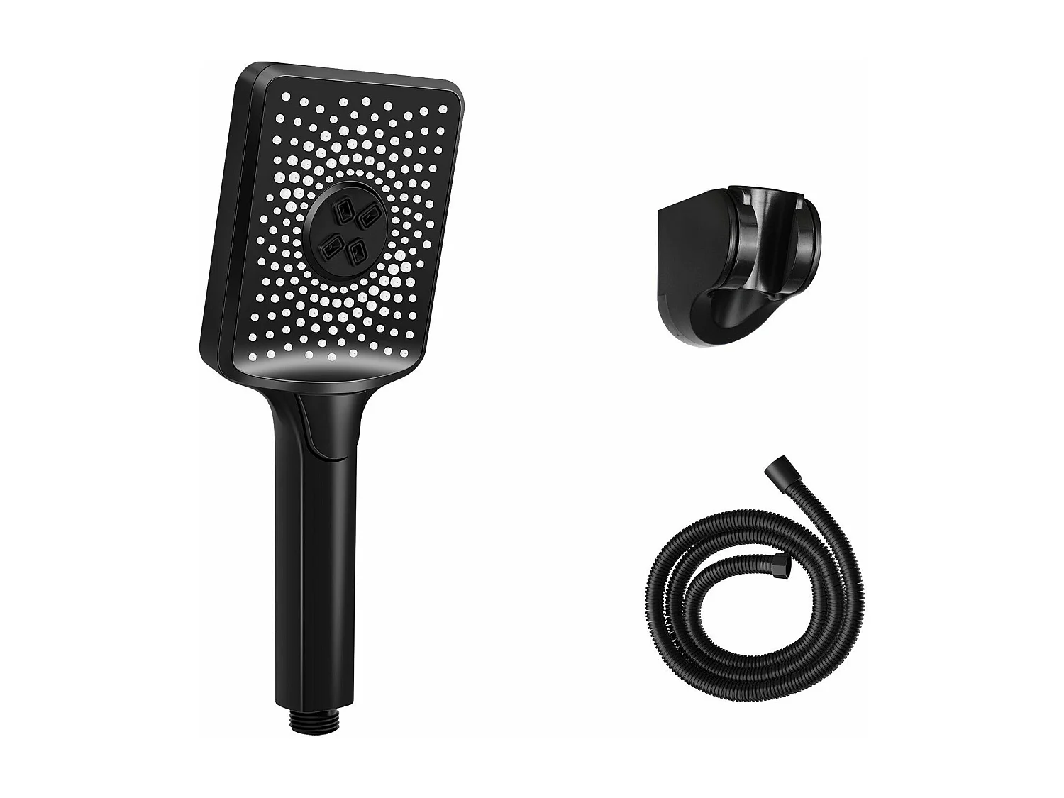 NETTLIFE Douchette à main noire douchette à économie d'eau avec 3 jets de forme carrée