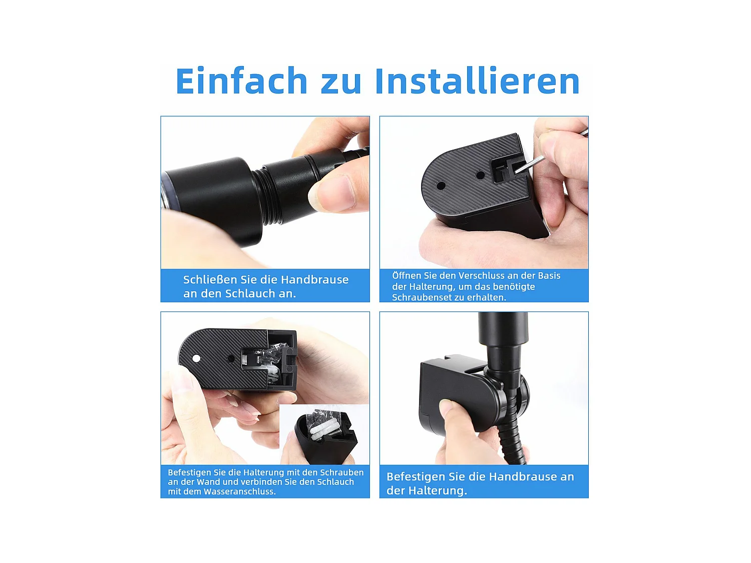 NETTLIFE Zwarte ronde waterbesparende handdouche met 5 jets