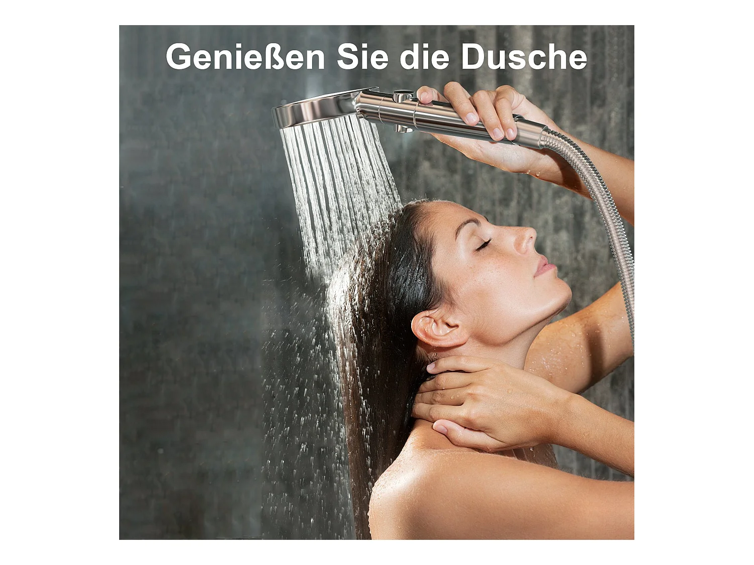 NETTLIFE Handheld Douchekop 5 Straalsoorten Handheld Douche met Slang, Waterbesparende Douchekop