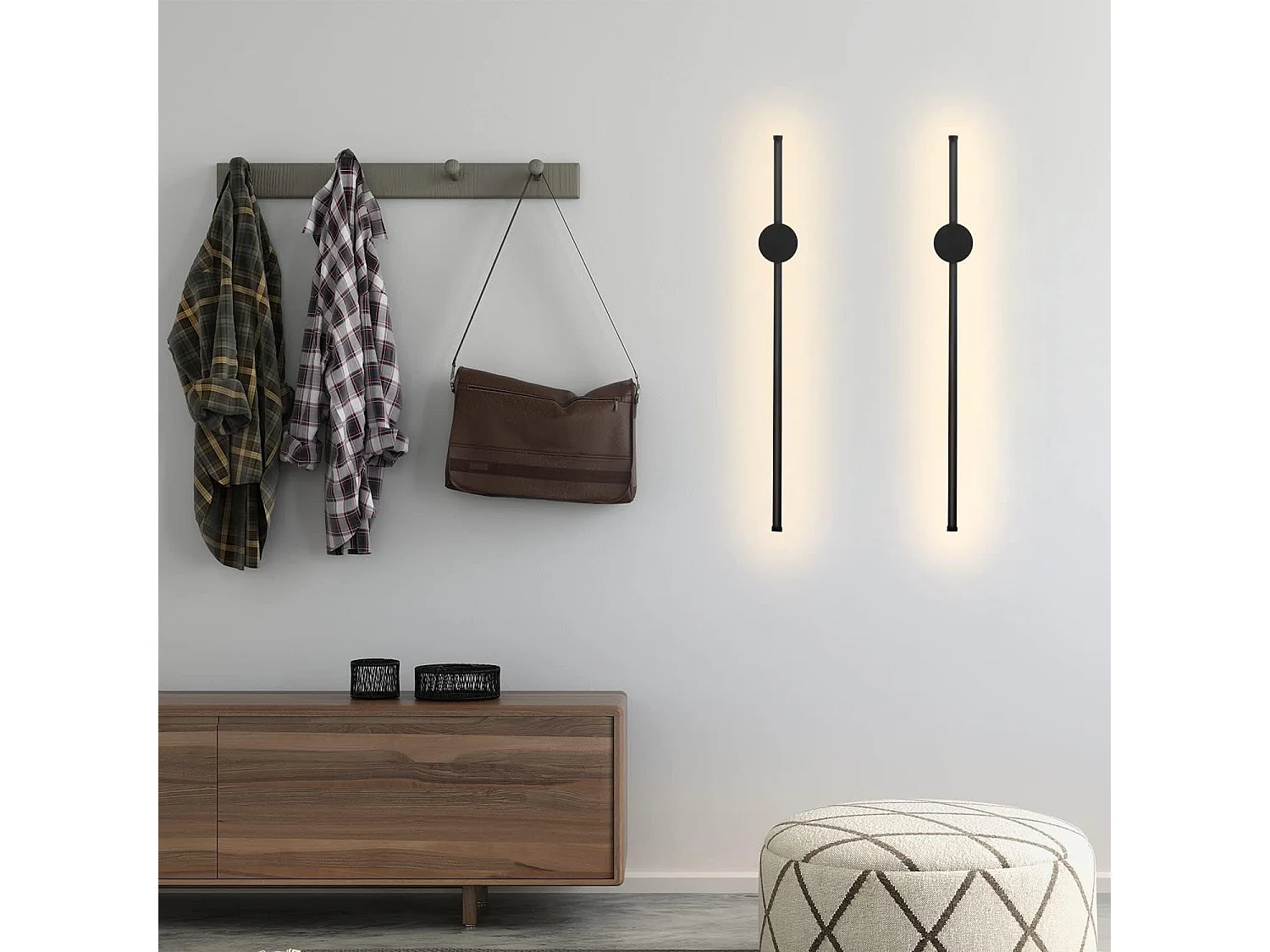 NETTLIFE 2 er Zwarte LED Wandlamp Binnen 60CM 3000K Indirecte Moderne 90° Verstelbare Wandverlichting