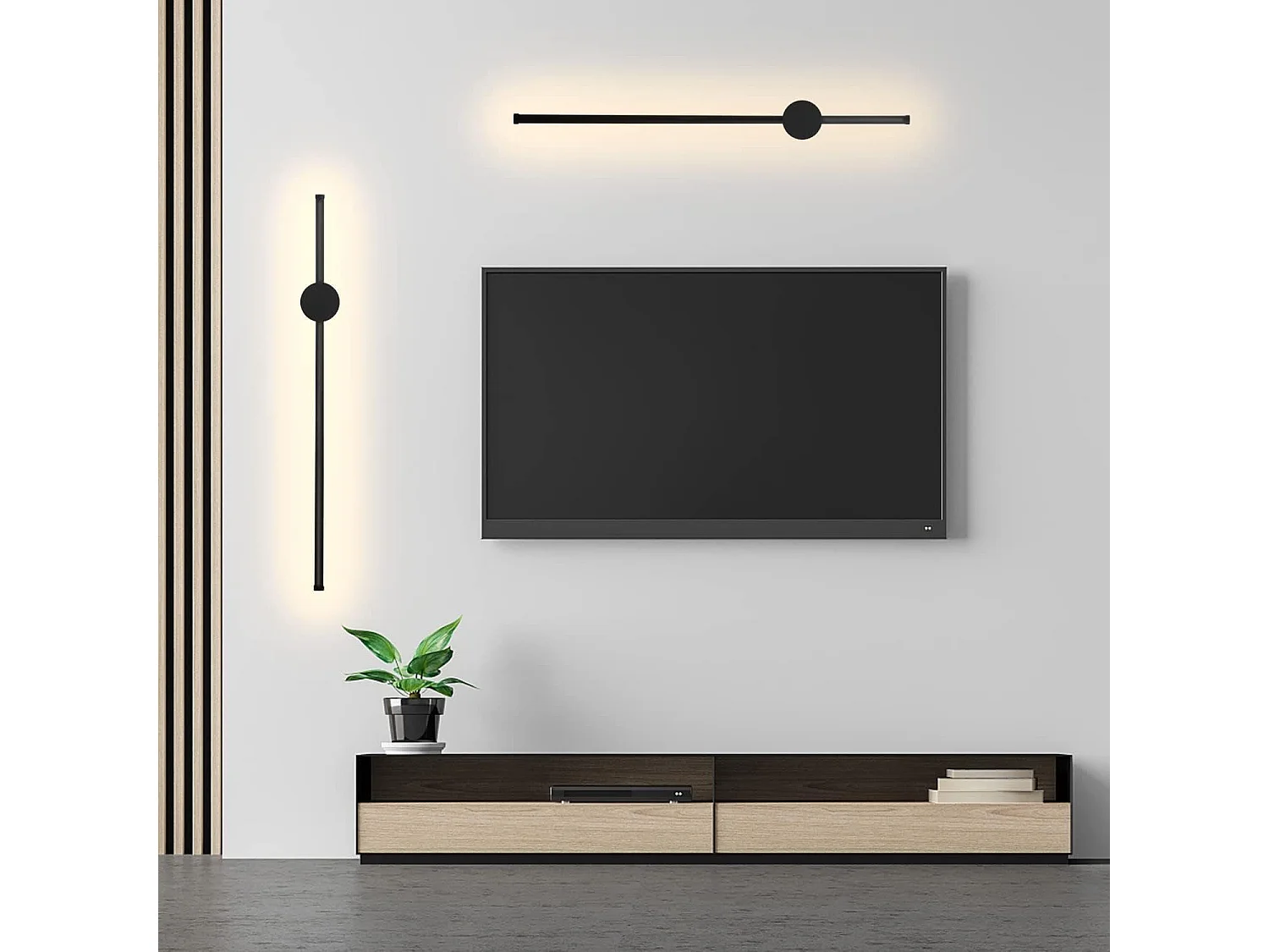 NETTLIFE 2 er Zwarte LED Wandlamp Binnen 60CM 3000K Indirecte Moderne 90° Verstelbare Wandverlichting