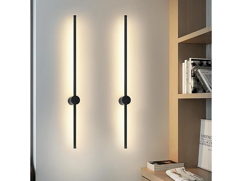 NETTLIFE 2 er Applique murale LED noire à l'intérieur 60CM 3000K indirecte moderne Éclairage mural orientable à 90°