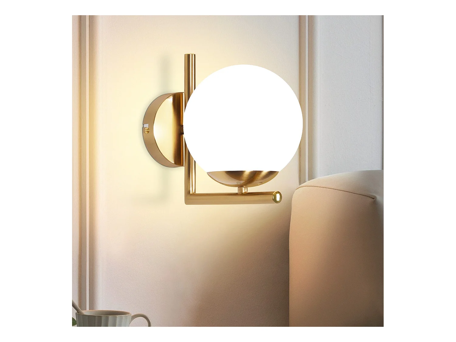 NETTLIFE Applique murale vintage boule de verre dorée E27 lampe murale d'intérieur chambre escalier