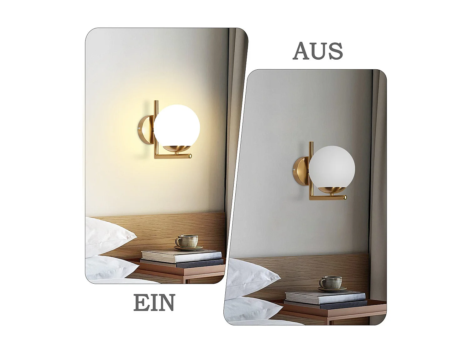 NETTLIFE Applique murale vintage boule de verre dorée E27 lampe murale d'intérieur chambre escalier