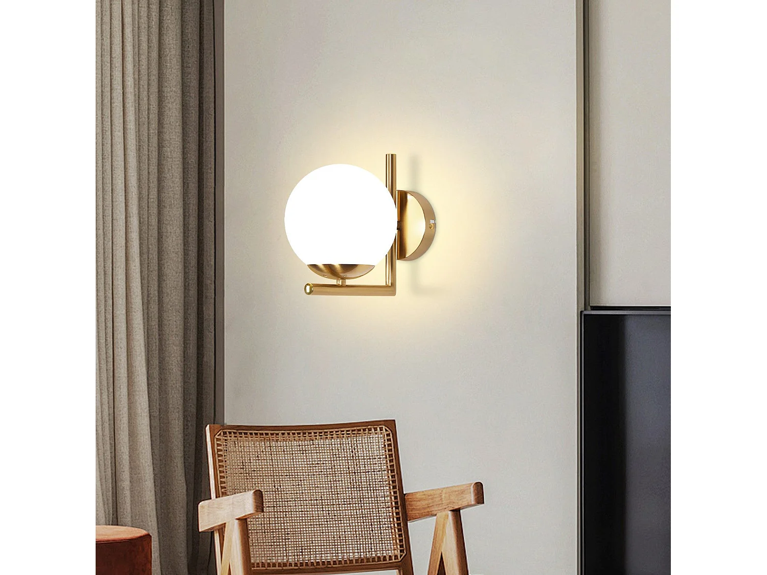 NETTLIFE Applique murale vintage boule de verre dorée E27 lampe murale d'intérieur chambre escalier