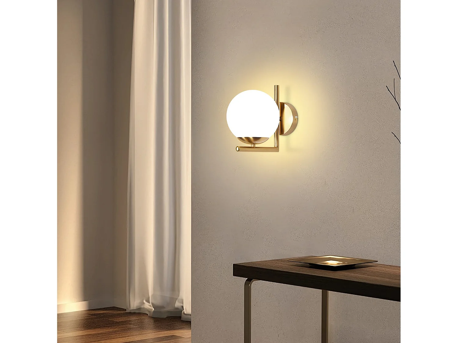 NETTLIFE Applique murale vintage boule de verre dorée E27 lampe murale d'intérieur chambre escalier