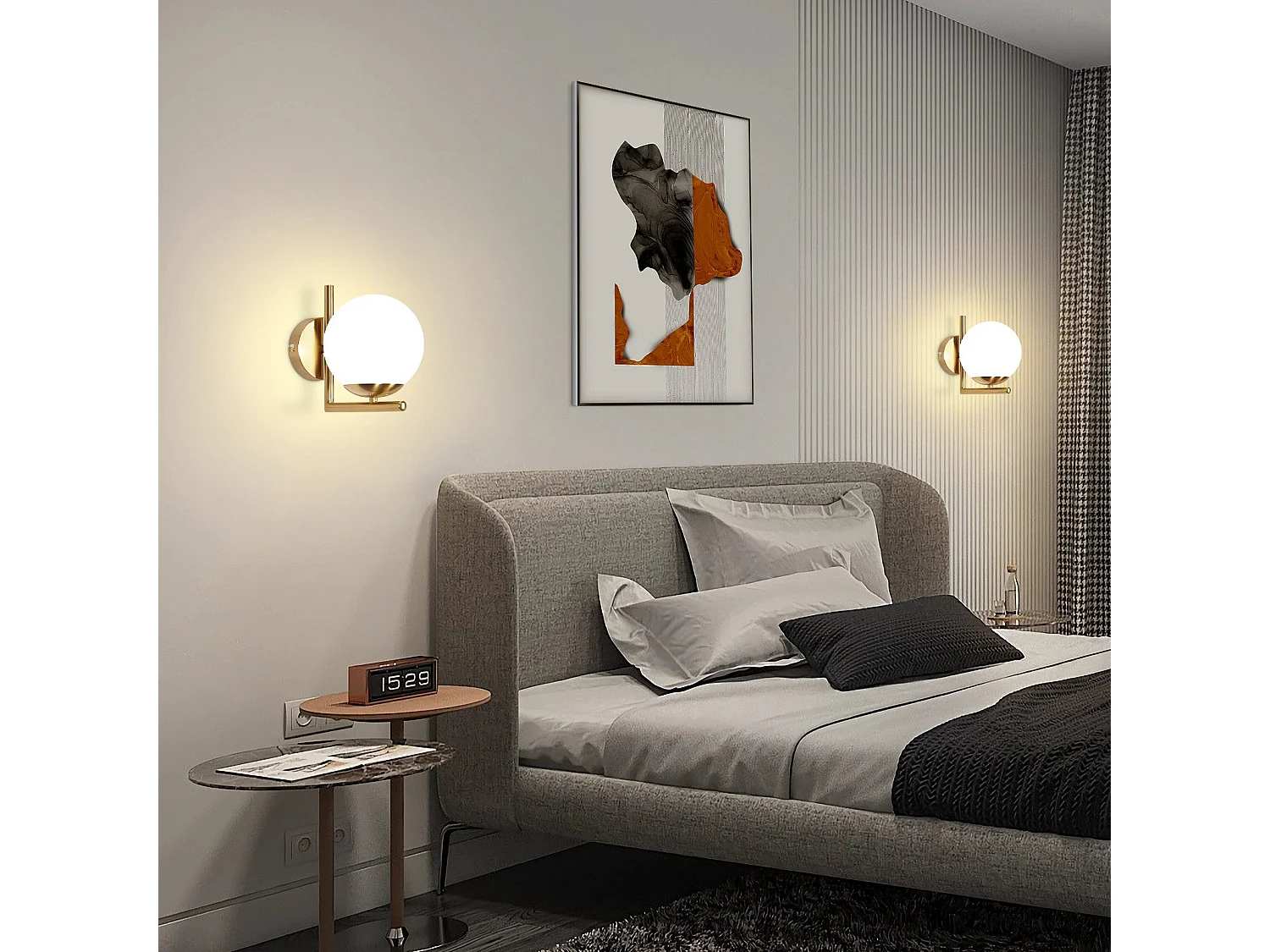 NETTLIFE Applique murale vintage boule de verre dorée E27 lampe murale d'intérieur chambre escalier