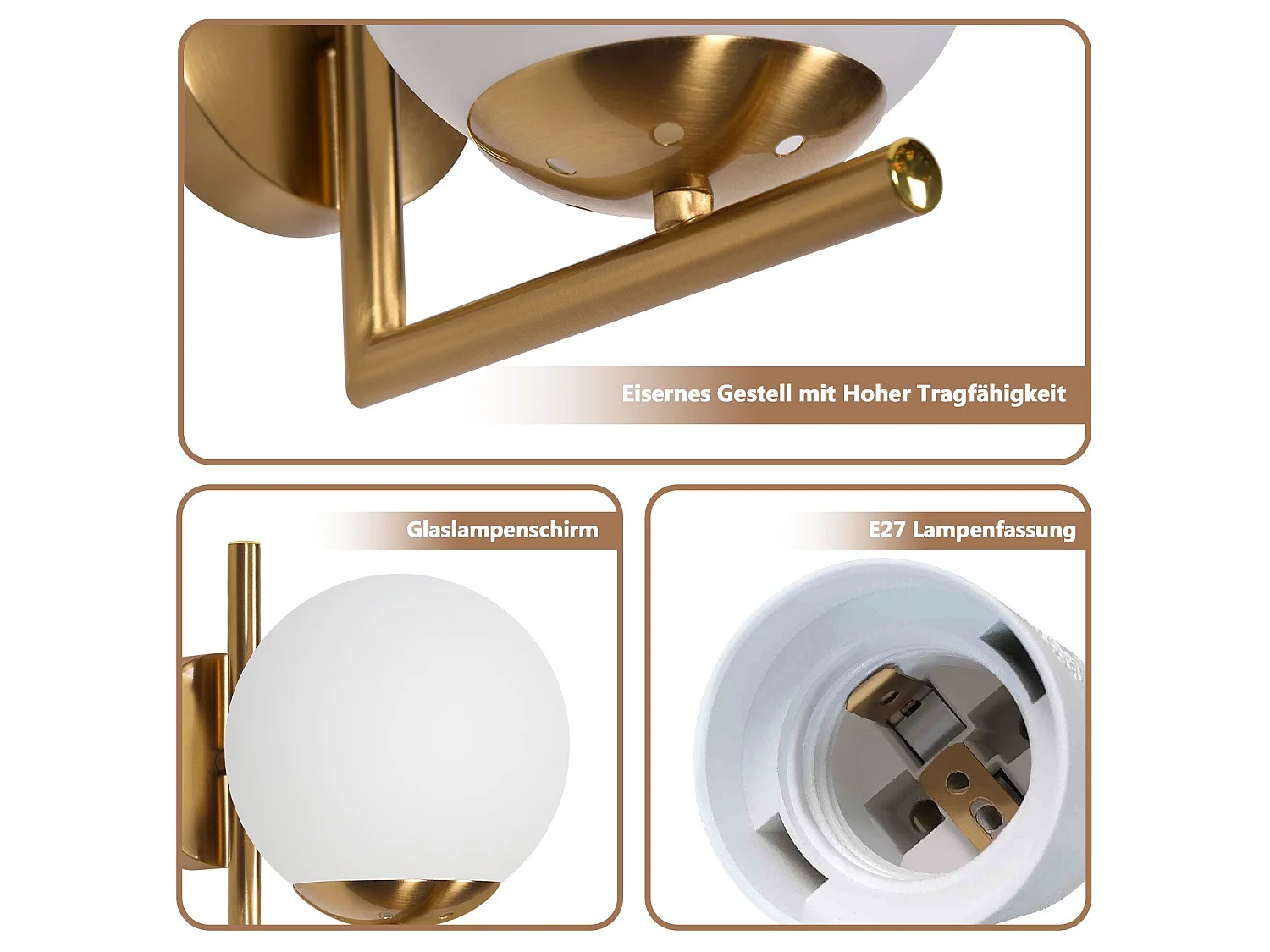 NETTLIFE Vintage Wandleuchte Goldene Glaskugel E27 Innenwandlampe Schlafzimmer Treppenhaus